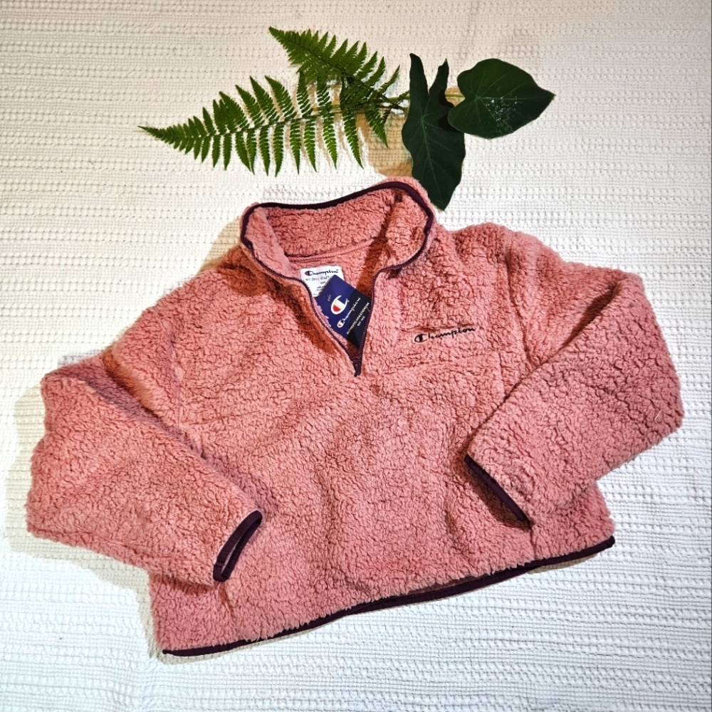 🎉Host Pick🎉Champion Fuzzy Pullover Sherpa Sweater Size M Mauve NWT